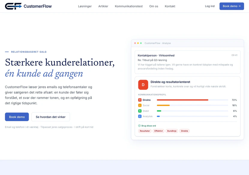 Forsiden på CustomerFlow.dk